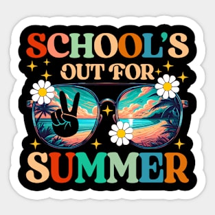 Retro Last Day Of School's Out For Summer Teacher Boys Girls Sticker